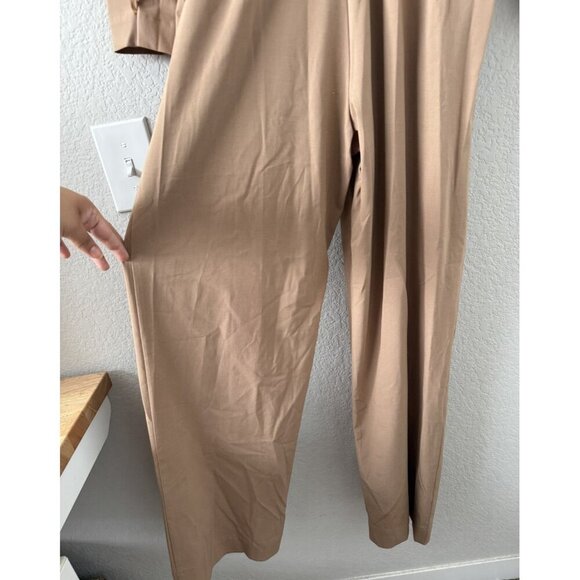 Zara Long Utility V-Neck Jumpsuit Straight Leg Belted In Camel Contemporary M - Picture 10 of 13